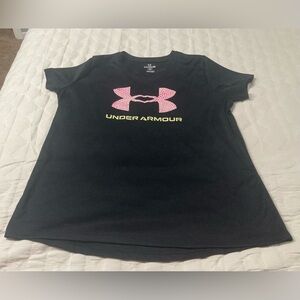 Under Armour Girl’s Black Tee with Pink and Yellow Accents